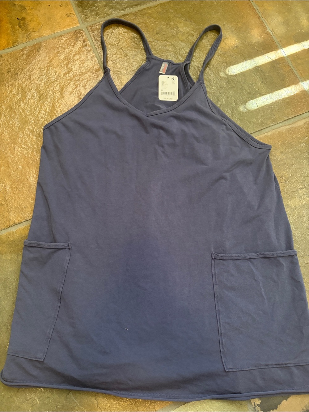 Free People Navy Blue Sleeveless Jumpsuit with Front Pockets